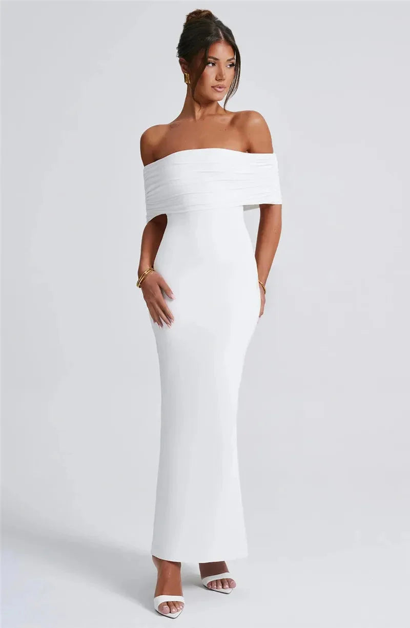 Robe maxi dos nu sans bretelles pour femmes