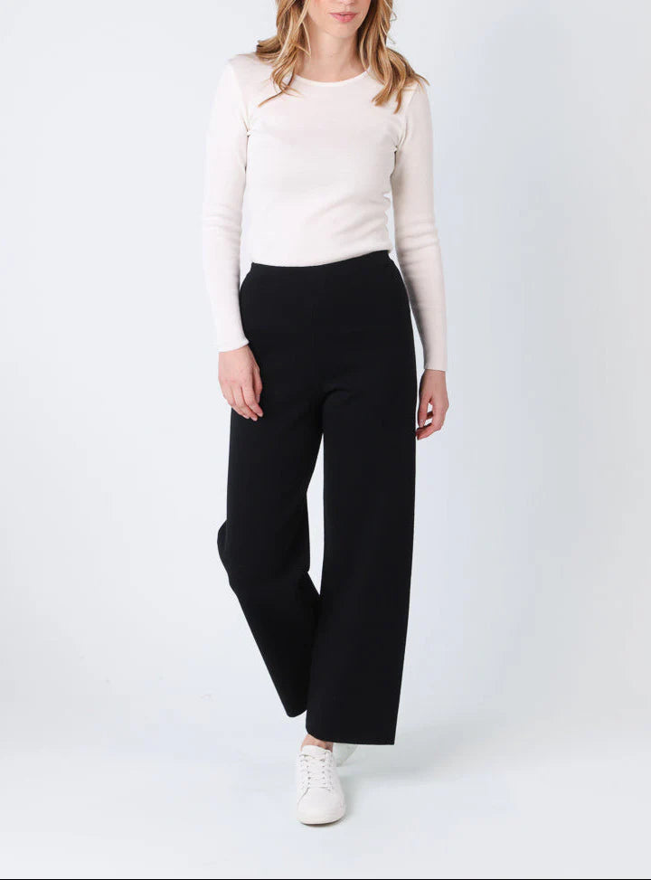 Pantalon femme en laine mérinos noir