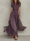 Flavia - Robe longue violette pour femme avec décolleté en forme de goutte