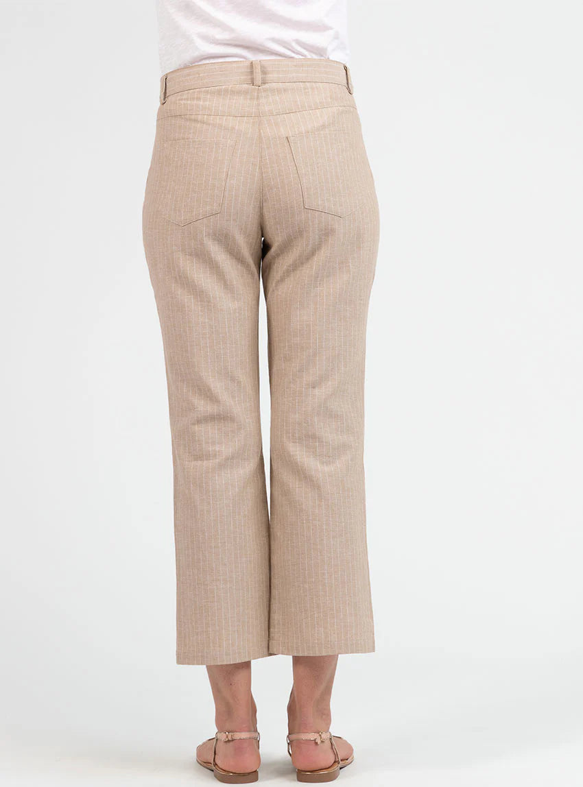Pantalon rayé beige 7/8ème femme