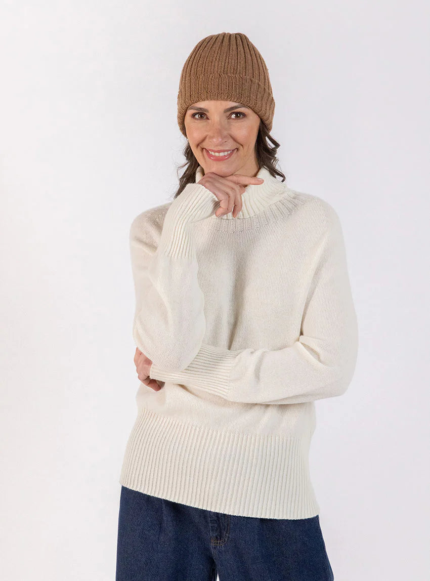Bonnet mixte en laine mérinos marron
