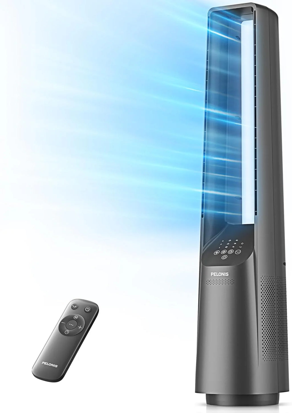 PELONIS 40 Smart Bladeless Fan for Bedrrom - Tower Fan, Alexa/Google/WiFi, DC Motor, 6 Speeds, 4 Modes, Remote, 7H Timer, 90° Oscillation, Safe for Home and Office