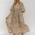 Robe Longue Bohème Femme à Manches Bouffantes - Idéale Été Élégante