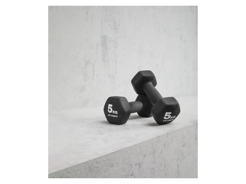 CRIVIT Lot de 2 haltres courts de 5 kg