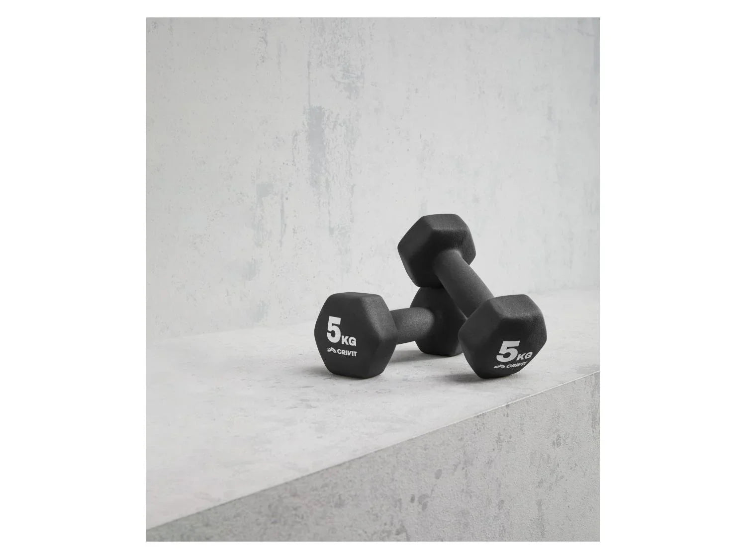 CRIVIT Lot de 2 haltres courts de 5 kg