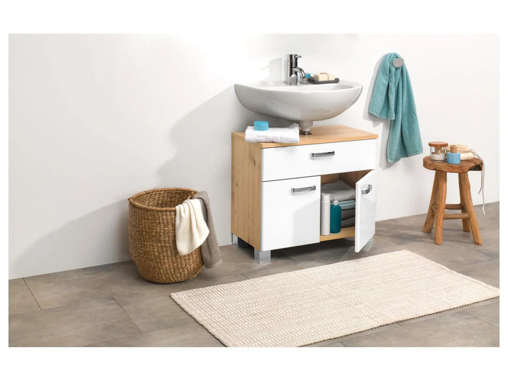 LIVARNO home Armoire latrale + meuble sous-vasque Palermo, blanc/imitation chne