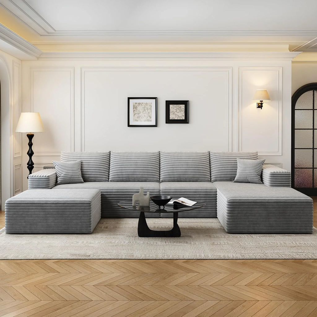 107.5 Cloud Modular Sectional Sofa Couch with L-Shape Chaise,Modern Minimalist Upholstered Couches for Living Room Bedroom,Deep Seat Corner Couch，No Assembly Required (Black,Left Facing Chaise)
