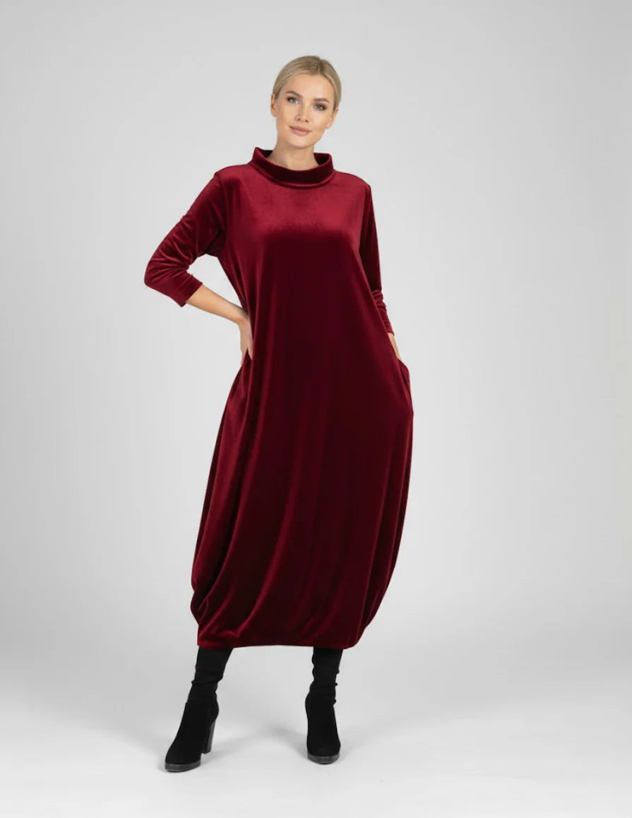 Françoise | Robe douce à col montant avec poches – Élégance confortable