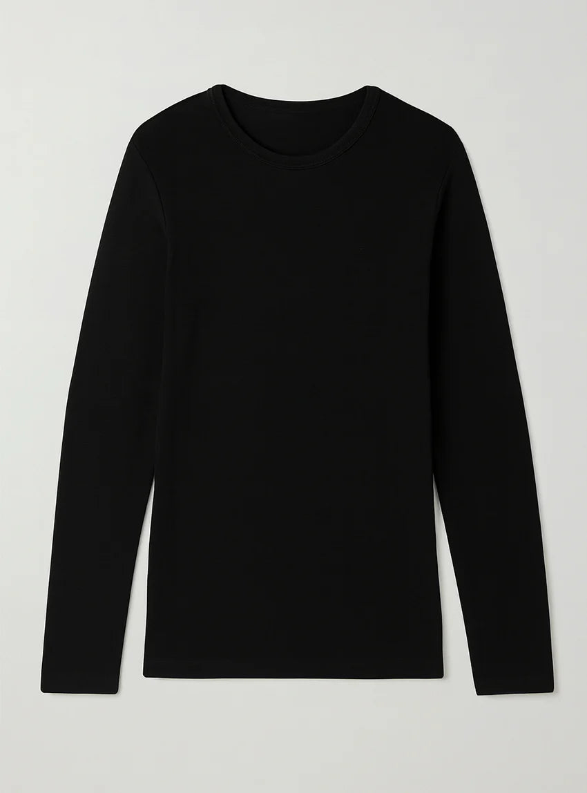 Tee-shirt manches longues thermique homme en laine noir