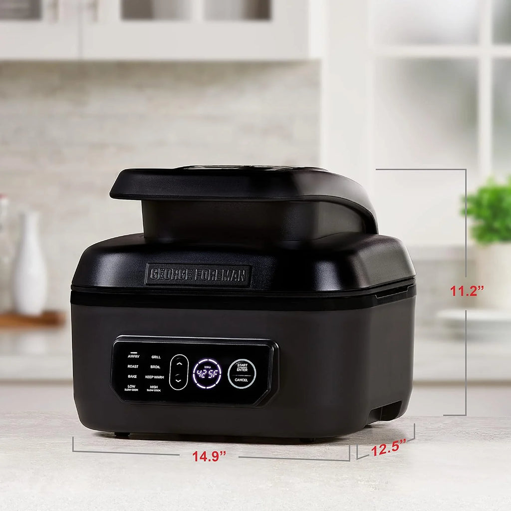 George Foreman Beyond Grill�?7-in-1 Electric Indoor Grill with Air Fry Technology, MCAFD800D, Black, Large