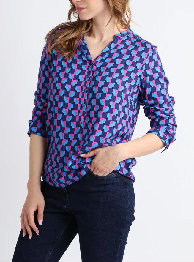 Blouse femme en viscose chaude bleu