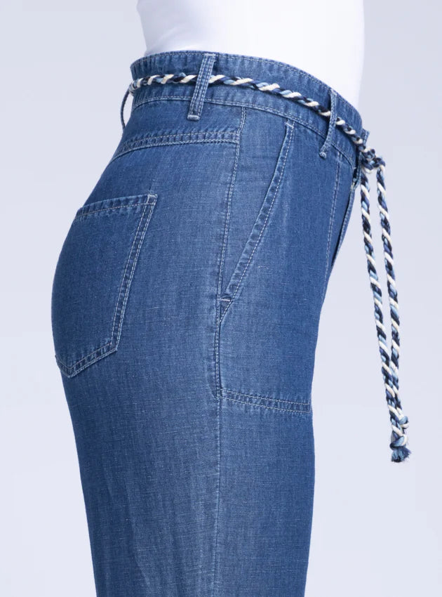 Pantalon fluide 7/8 ème bleu indigo
