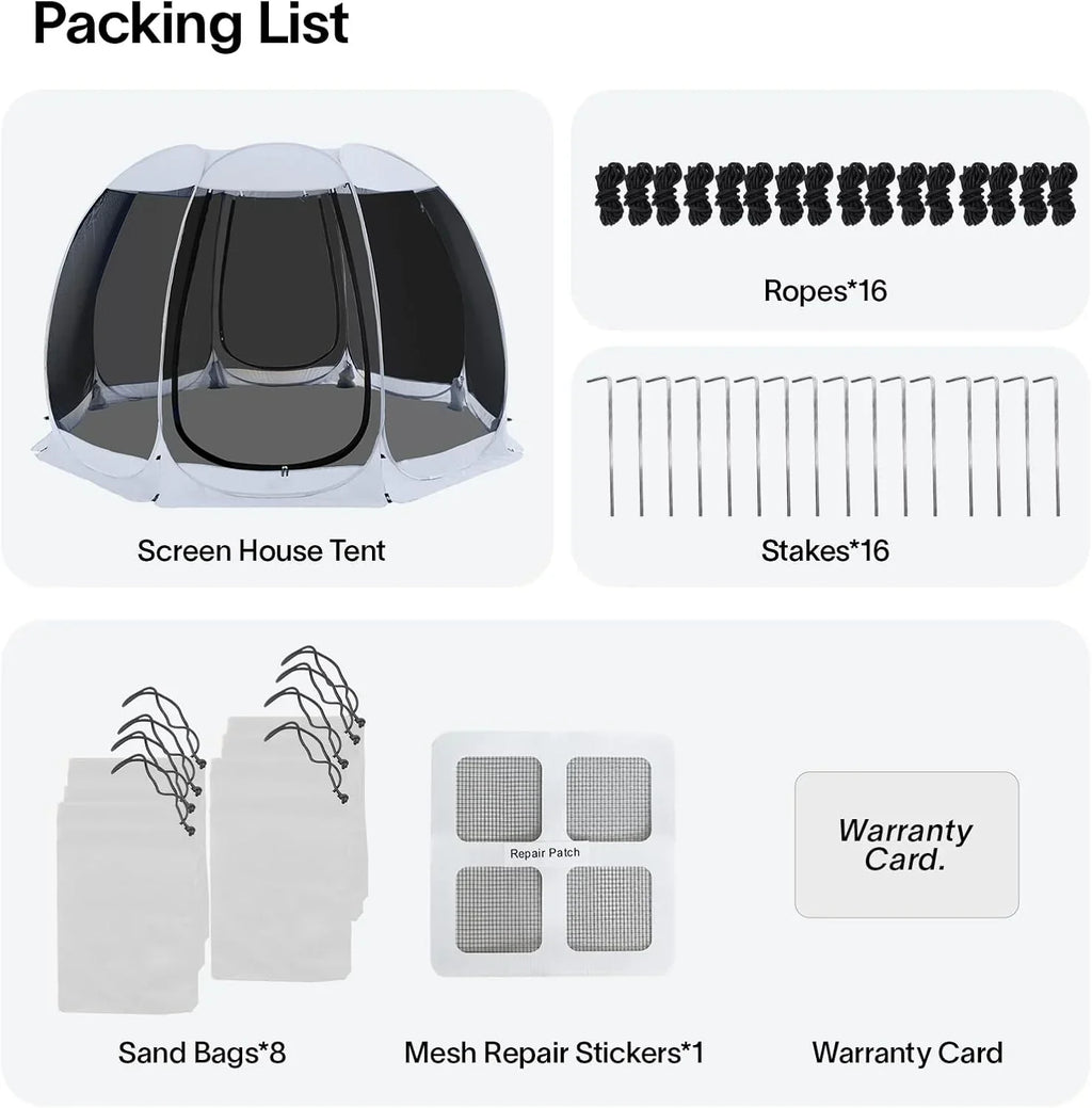 Screen gazebo sleeps 6-10-15 people Igloo-style canopy tent mosquito net on the sides Perfect