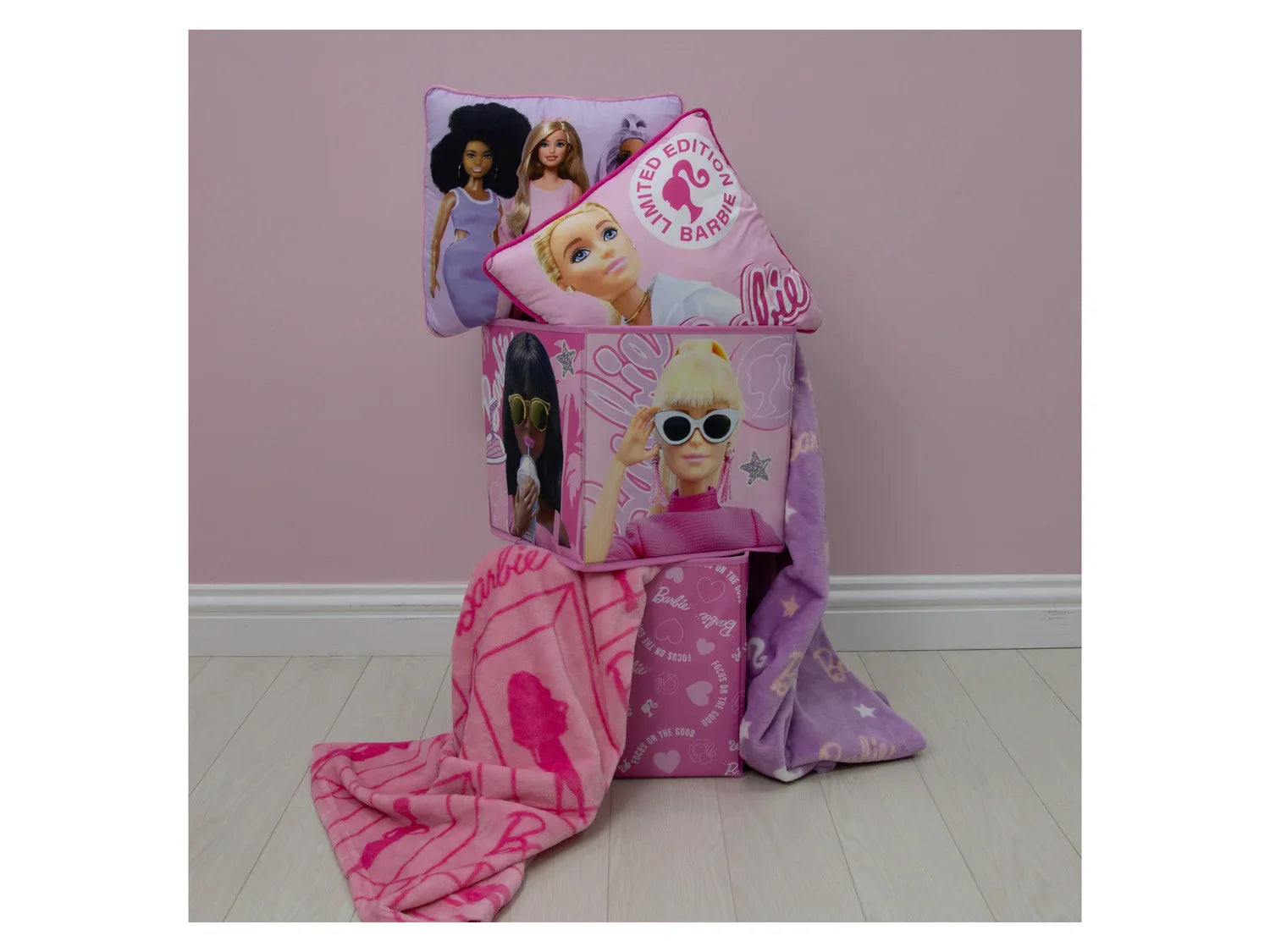 Barbie Lot de 2 botes de rangement, 30 x 30 x 30 cm