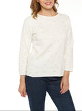 Pull femme à pois beige lin en coton