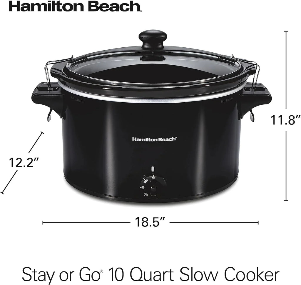 Slow Cooker Extra Large 10 Quart Stay or Go Portable With Lid Lock
