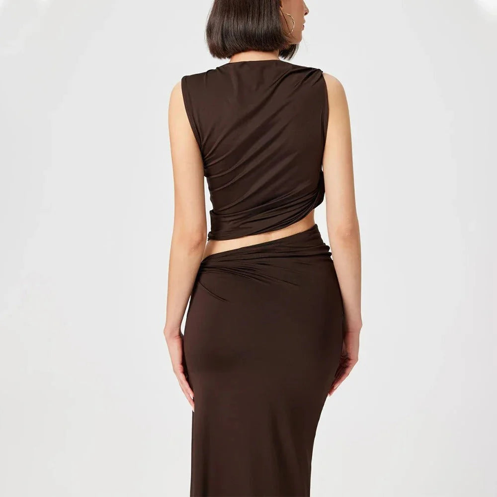 Sophie Paris | Robe longue drapée asymétrique