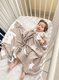 Plaid bébé motif chats en laine beige