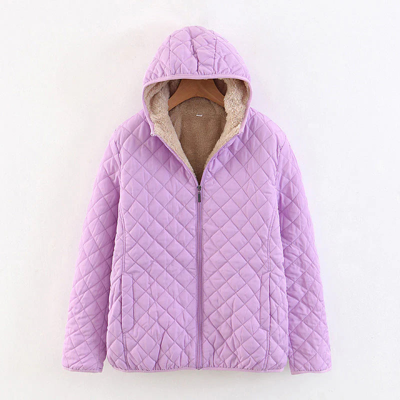 Veste matelassée à capuche avec doublure en peluche