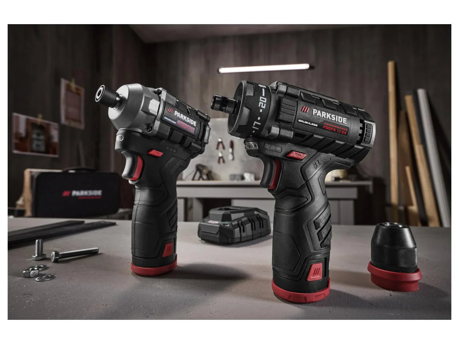 PARKSIDE PERFORMANCE Set perceuse-visseuse et visseuse  chocs sans fil + 2 batteries + chargeur, 12 V