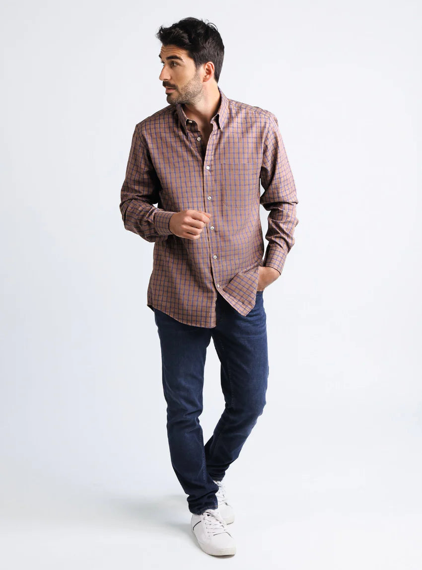 Chemise homme  100% coton Marron Caramel