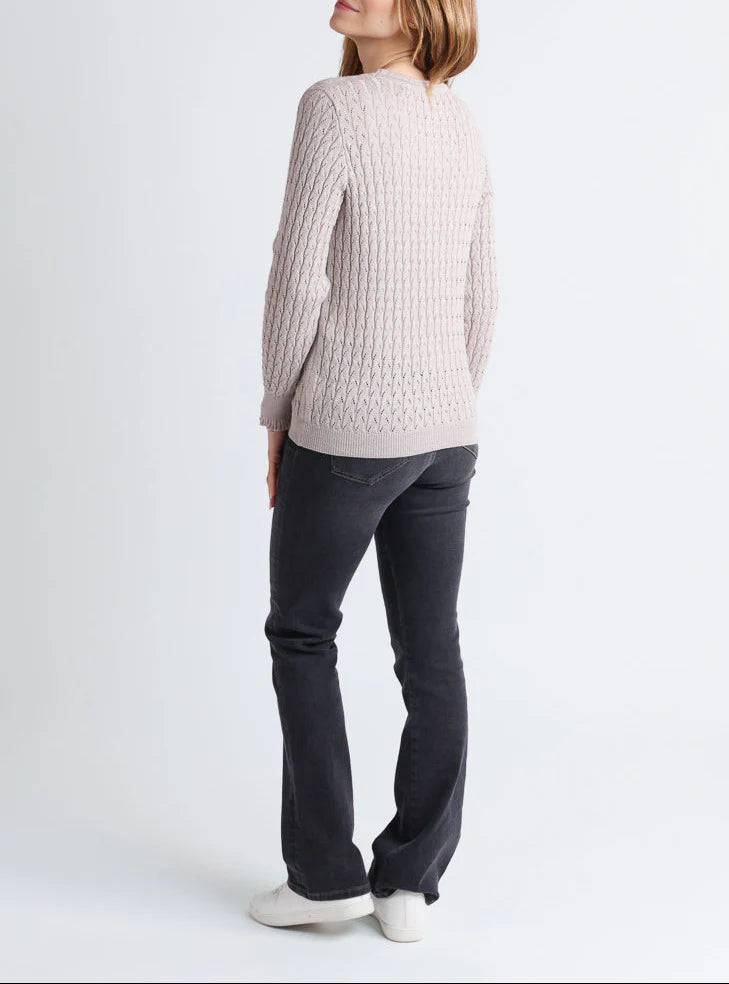 Pull femme maille fantaisie en laine beige