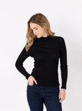 Pull chaussette femme col montant noir