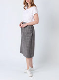 Jupe midi femme à carreaux gris