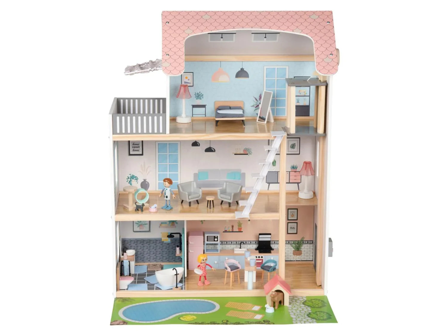 Playtive Maison de poupes XXL, 54 pices