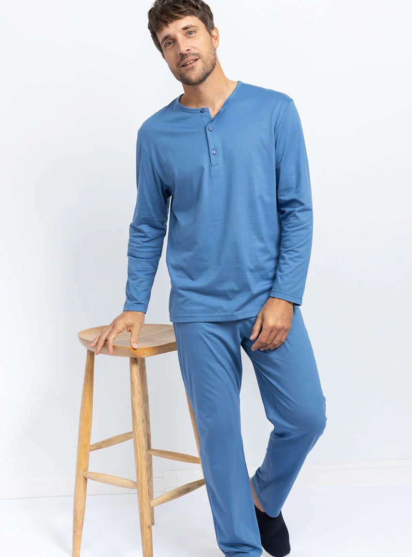 Pyjama homme en coton bleu