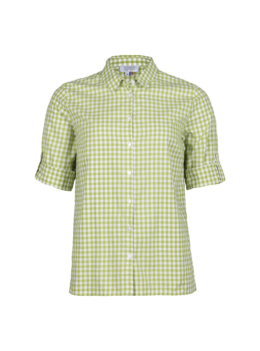 Chemise femme en coton vichy vert anis