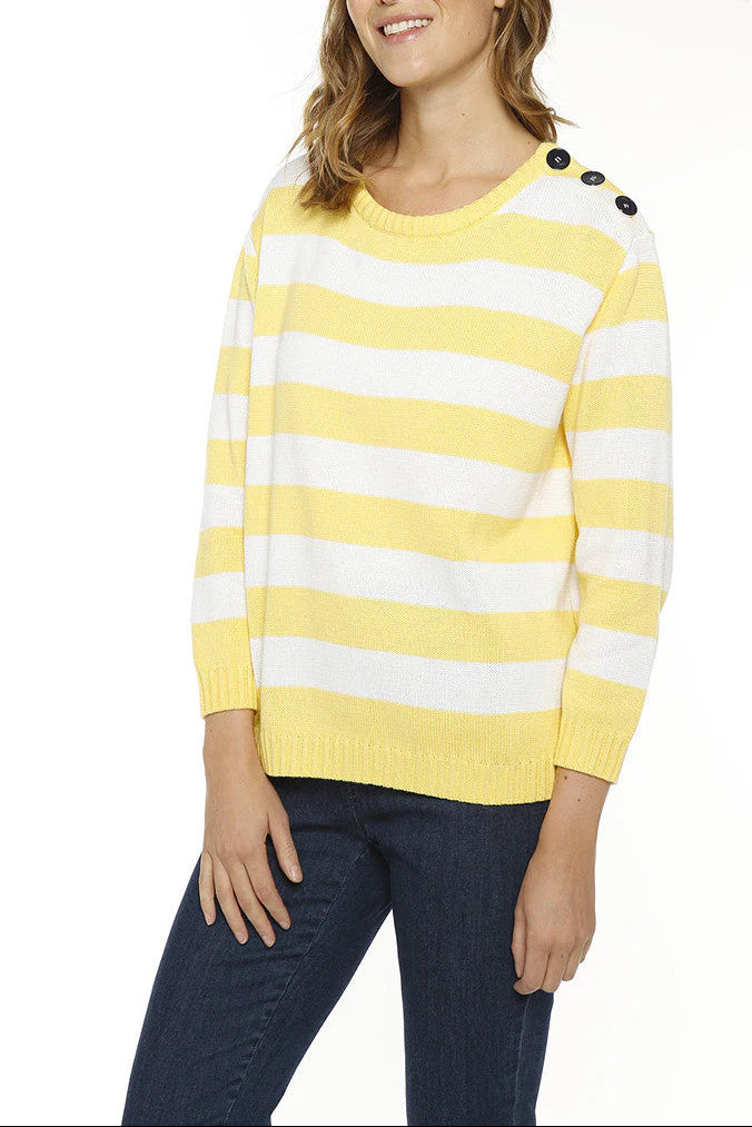 Pull marinière français - JAUNE CITRON