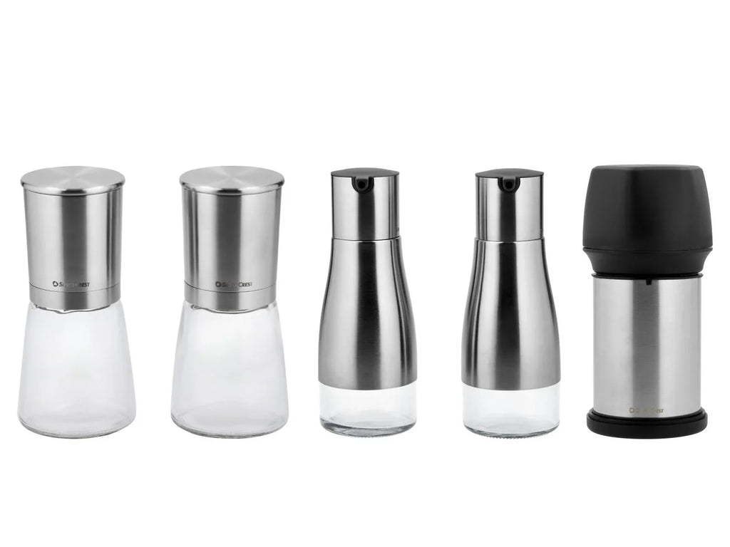 SILVERCREST Set de moulins  sel et  poivre ou Set de distributeurs  huile et  vinaigre ou Rpe