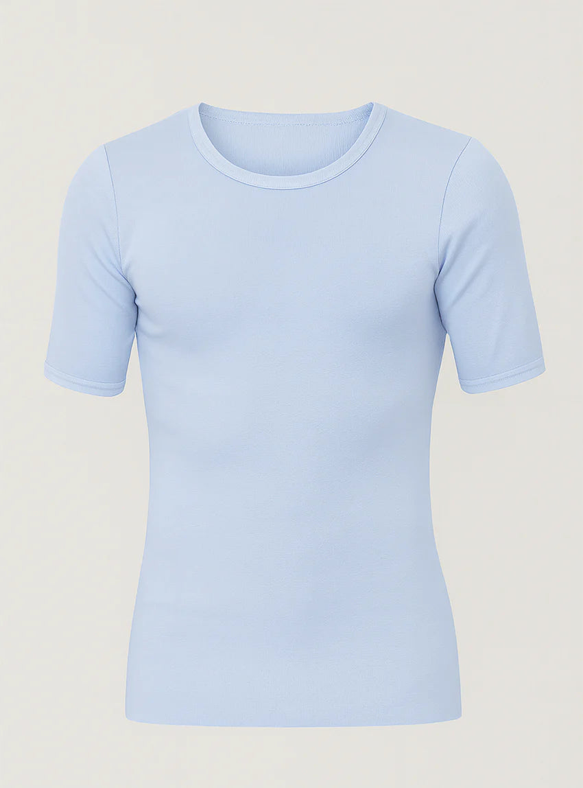 Tee-shirt thermique fin homme  laine mérinos bleu ciel
