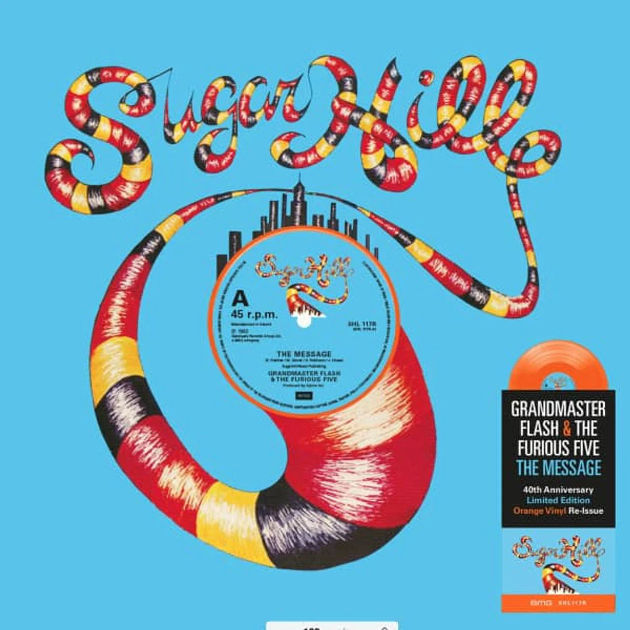 GRANDMASTER FLASH & THE FURIOUS FIVE - THE MESSAGE - LIMITED EDITION - 40TH ANNIVERSARY EDITION - ORANGE COLOR - 12'' SINGLE - VINYL LP