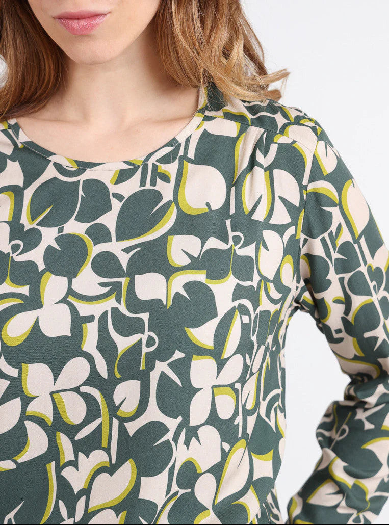 Blouse femme imprimé 100% viscose imprimé vert