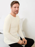 Tee-shirt thermique épais manches longues homme en laine blanc naturel
