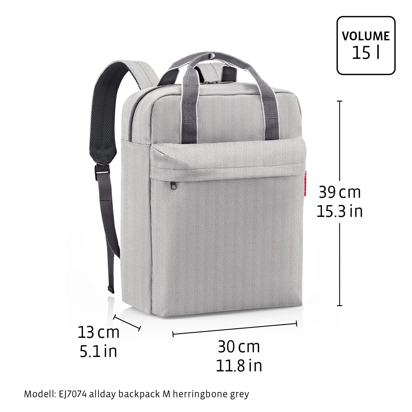 Allday Backpack M Herringbone Grey