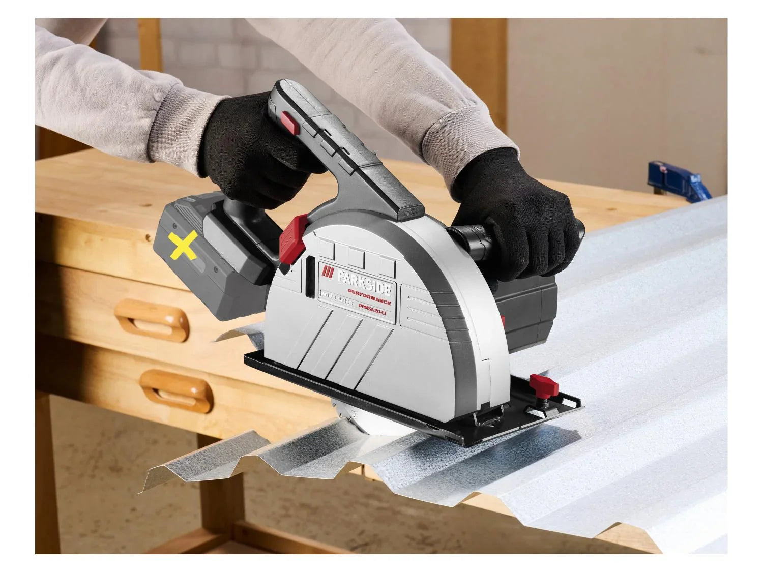 PARKSIDE PERFORMANCE Scie circulaire manuelle  mtaux sans fil PPMSA 20-Li A1, 190 mm, 20 V