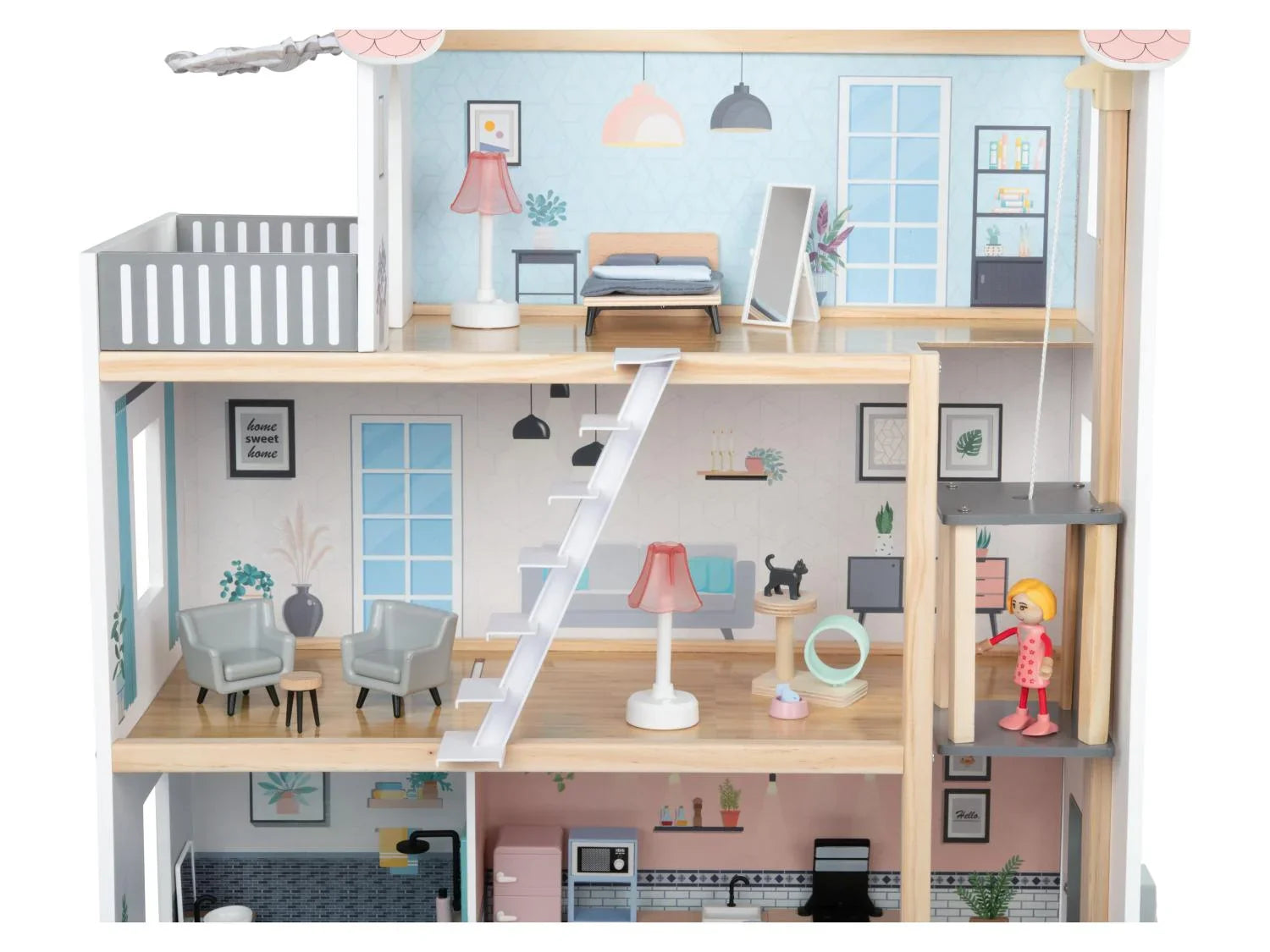 Playtive Maison de poupes XXL, 54 pices