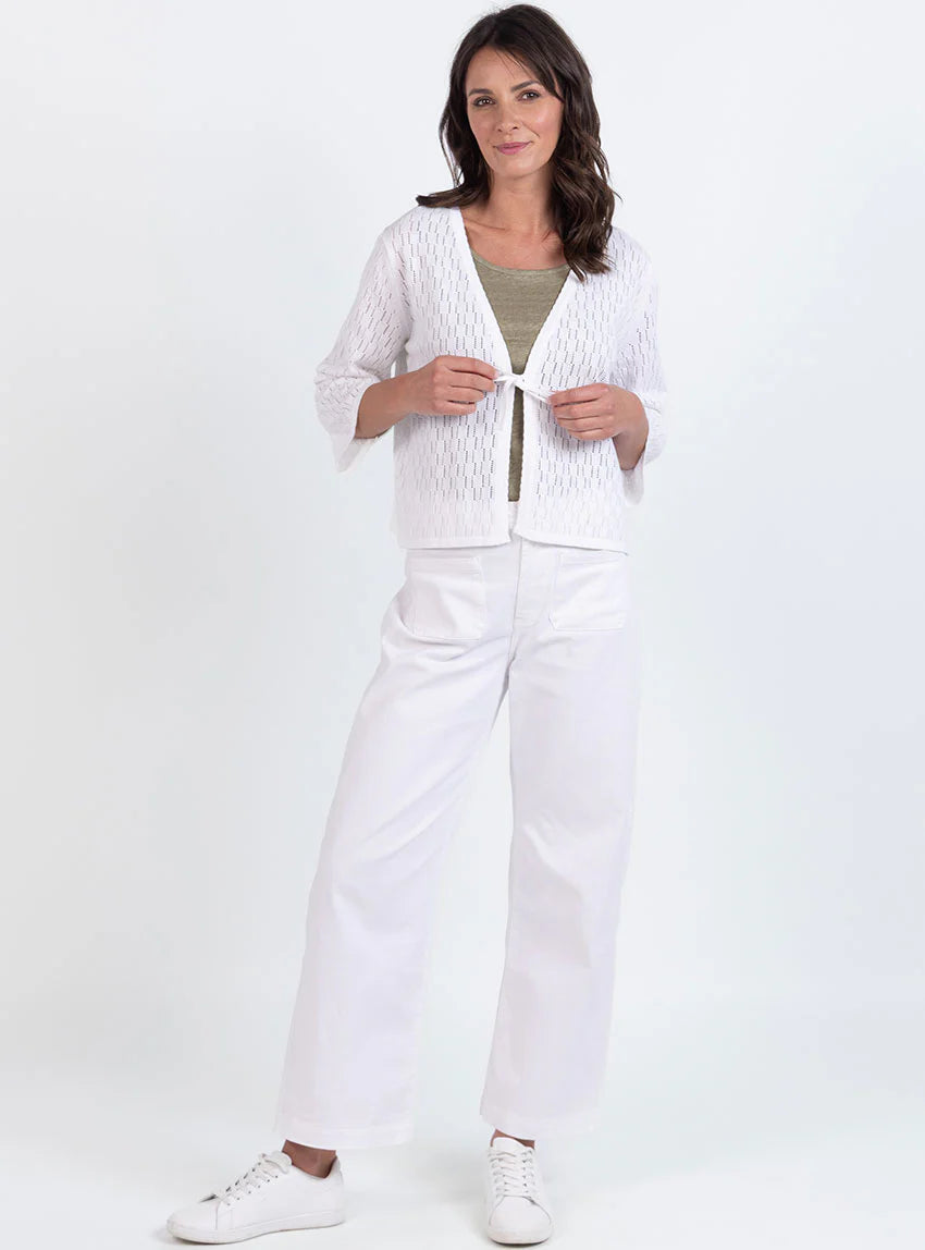 Gilet femme ajouré en coton blanc