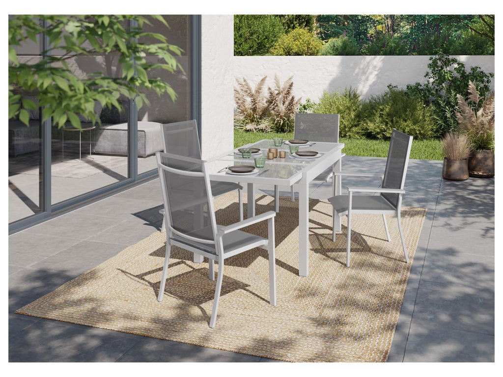 LIVARNO home Table de jardin extensible en aluminium Houston, blanc/gris clair