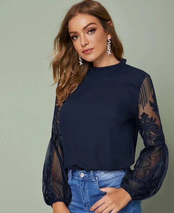 Chemisier transparent dentelle femme chic pour occasion formelle ou casual