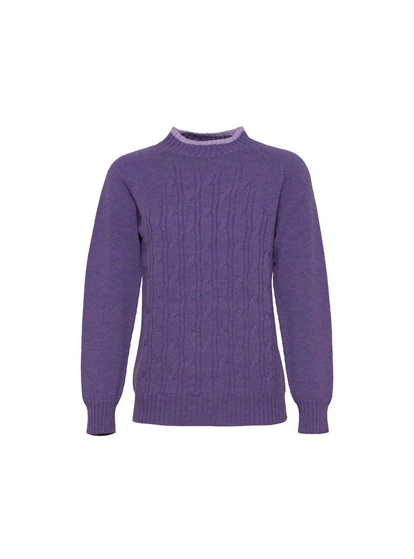 Pull femme en laine mérinos violet foncé