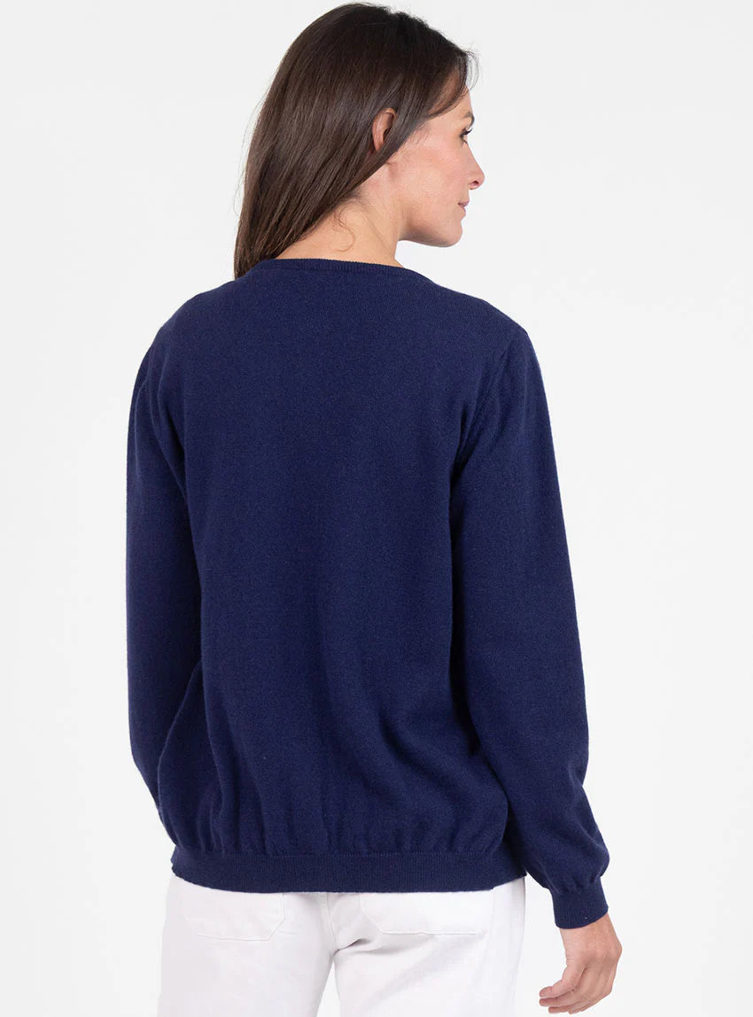 Cardigan femme en cachemire marine chic