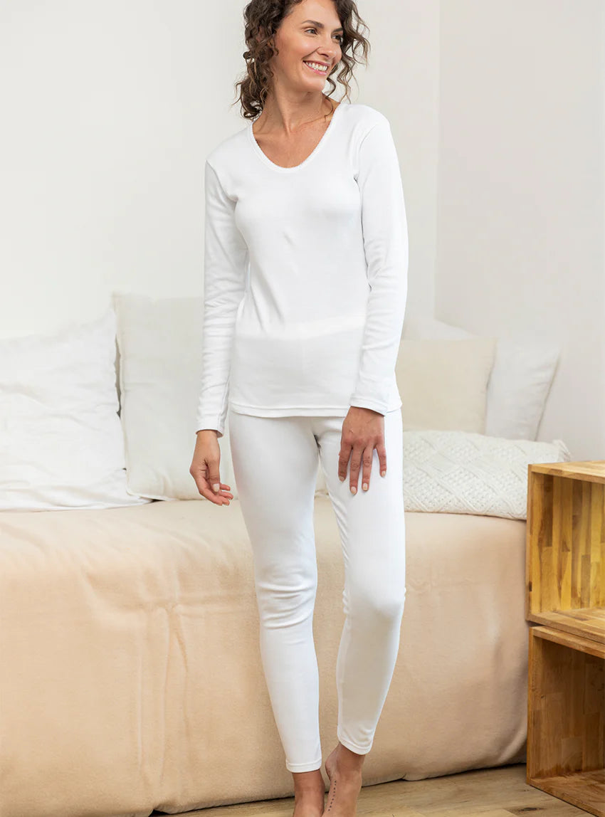 Caleçon long femme en coton blanc