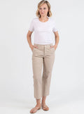 Pantalon rayé beige 7/8ème femme