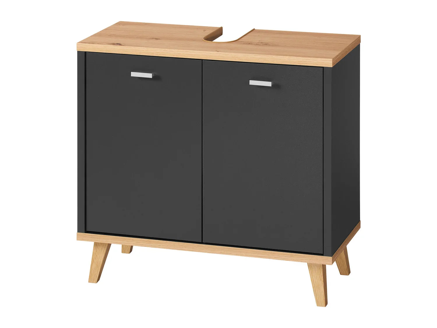 LIVARNO home Meuble sous vasque Corfou, 60 x 55 x 28 cm, anthracite/imitation chne