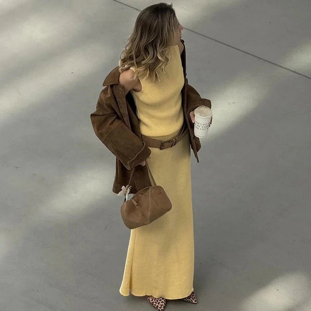 Sophie Paris | Robe longue sans manches en maille douce