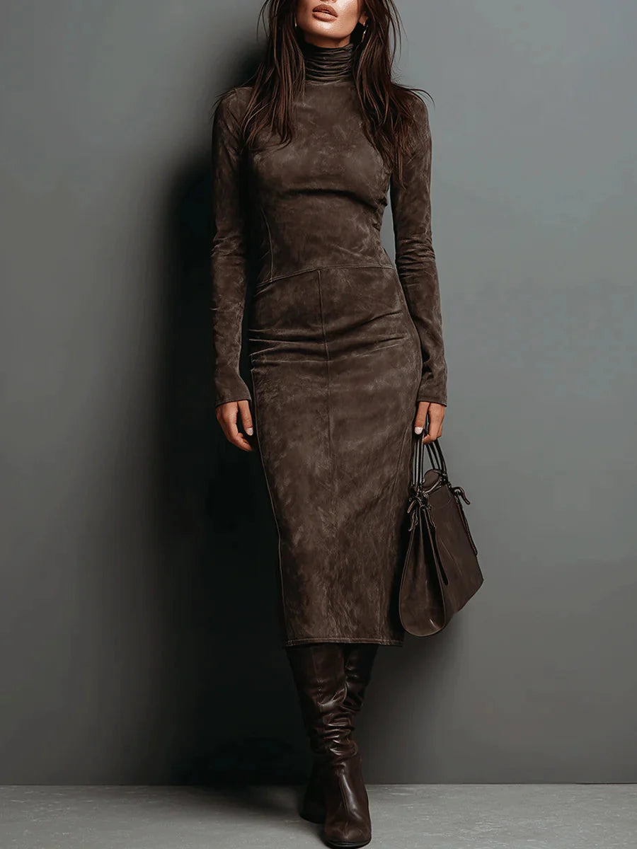Jade | Robe midi en daim